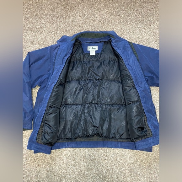 Vintage LL Bean Jacket Blue Puffer Coat Bomber Goose Down Flight Men XL TALL - Picture 8 of 14
